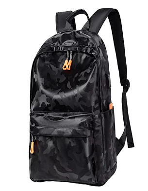 Business School PU Leather bag 15.6 inch laptop usb charging back pack travel anti theft Black